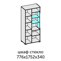 Аллегро-10 Шкаф 2дв. (со стеклом) (дуб крафт золотой-камень темный) в Североуральске - severouralsk.mebel24.online | фото 2