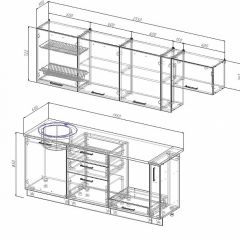 Кухонный гарнитур Антрацит 2550 (Стол. 26мм) в Североуральске - severouralsk.mebel24.online | фото 2