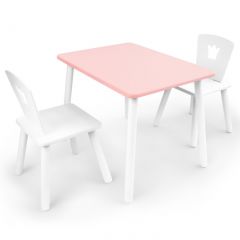 Комплект детской мебели стол и два стула Корона  (Розовый/Белый/Белый) в Североуральске - severouralsk.mebel24.online | фото