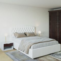 Кровать Берлин с ПМ 1400 (экокожа белая) в Североуральске - severouralsk.mebel24.online | фото