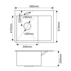 Мойка HD5851L MELANA ProfLine 3,0/200 САТИН врезная прямоугольная с коландером HD5851L в Североуральске - severouralsk.mebel24.online | фото 2