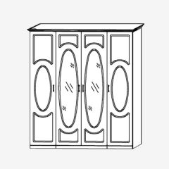 Прованс-2 Шкаф 4-х дверный с 2 зеркалами (Итальянский орех/Груша с платиной черной) в Североуральске - severouralsk.mebel24.online | фото