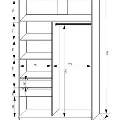 Шкаф-купе 1400 серии SOFT D1+D3+B2+PL1 (2 ящика+1штанга) профиль «Графит» в Североуральске - severouralsk.mebel24.online | фото 3