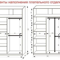 Шкаф-купе 1400 серии SOFT D8+D2+B2+PL4 (2 ящика+F обр.штанга) профиль «Графит» в Североуральске - severouralsk.mebel24.online | фото 7