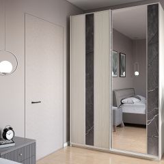 Шкаф-купе 1500 серии SILVER S4+S3Z+B2+PL1 (2 ящика+1 штанга) профиль «Серебро» в Североуральске - severouralsk.mebel24.online | фото