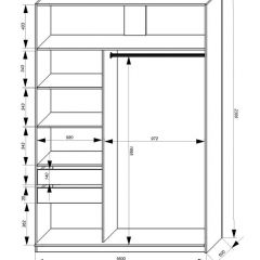 Шкаф-купе 1600 серии SOFT D1+D3+B2+PL1 (2 ящика+1штанга) профиль «Графит» в Североуральске - severouralsk.mebel24.online | фото 4