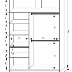 Шкаф-купе 1600 серии SOFT D8+D2+B2+PL4 (2 ящика+F обр.штанга) профиль «Графит» в Североуральске - severouralsk.mebel24.online | фото 2