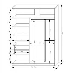 Шкаф-купе 1700 серии NEW CLASSIC K4+K4+B2+PL4 (2 ящика+F обр. штанга) профиль «Капучино» в Североуральске - severouralsk.mebel24.online | фото 3