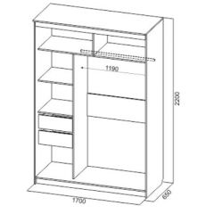 Шкаф-купе №19 Серия 3 Квадро (1700) Ясень Анкор светлый в Североуральске - severouralsk.mebel24.online | фото 4