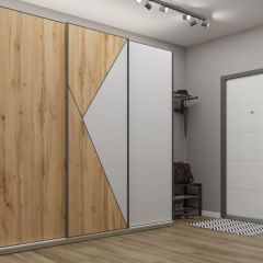 Шкаф-купе 2100 серии SOFT D2+D7+D3+B22+PL2 (по 2 ящика лев/прав+1штанга+1полка) профиль «Графит» в Североуральске - severouralsk.mebel24.online | фото