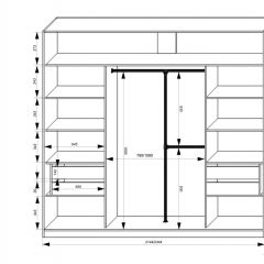 Шкаф-купе 2150 серии NEW CLASSIC K4+K4+K4+B22+PL4(по 2 ящика лев/прав+F обр.штанга) профиль «Капучино» в Североуральске - severouralsk.mebel24.online | фото 3