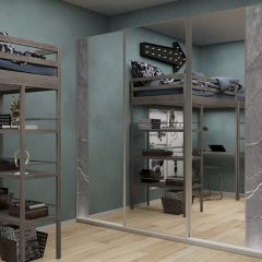Шкаф-купе 2250 серии SILVER S3+S1+S3Z B22+PL2 (по 2 ящика лев/прав+1штанга+1 полка) профиль «Серебро» в Североуральске - severouralsk.mebel24.online | фото