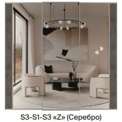 Шкаф-купе 2250 серии SILVER S3+S1+S3Z B22+PL2 (по 2 ящика лев/прав+1штанга+1 полка) профиль «Серебро» в Североуральске - severouralsk.mebel24.online | фото 8