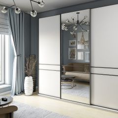 Шкаф-купе 2400 серии SOFT D5+D4+D5+B22+PL3 (по 2 ящика лев/прав+2штанги) профиль «Графит» в Североуральске - severouralsk.mebel24.online | фото