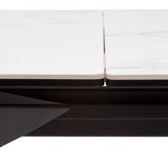 Стол CREMONA 140 HIGH GLOSS STATUARIO Белый мрамор глянцевый, керамика/ черный каркас, ®DISAUR в Североуральске - severouralsk.mebel24.online | фото 6