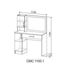 СОФИ Стол макияжный СМС 1100.1 с зеркалом (дуб сонома/белый) в Североуральске - severouralsk.mebel24.online | фото 2