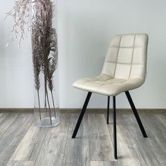 Стул CHILLI SQUARE HK017-02 серо-бежевый, PU/ черный каркас М-City в Североуральске - severouralsk.mebel24.online | фото 2