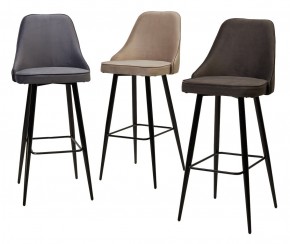 Барный стул NEPAL-BAR ГРАФИТ #14, велюр/ черный каркас (H=78cm) М-City в Североуральске - severouralsk.mebel24.online | фото 3