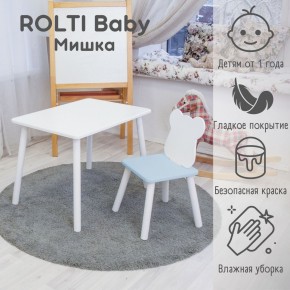 Детский комплект стол и стул «Мишка» Rolti Baby  (голубая столешница/голубое сиденье/белые ножки) в Североуральске - severouralsk.mebel24.online | фото