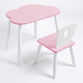 Комплект детский стол ОБЛАЧКО и стул КОРОНА ROLTI Baby (розовая столешница/розовое сиденье/белые ножки) в Североуральске - severouralsk.mebel24.online | фото