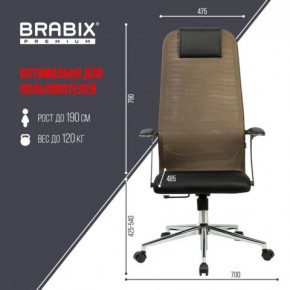 Кресло BRABIX PREMIUM "Ultimate EX-801" хром, плотная двойная сетка Х2, черное/коричневое, 532920 в Североуральске - severouralsk.mebel24.online | фото 6