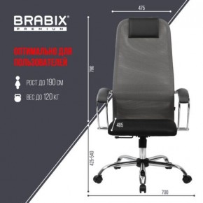 Кресло офисное BRABIX PREMIUM "Ultimate EX-800" хром, плотная двойная сетка Х2, черное/серое, 532912 в Североуральске - severouralsk.mebel24.online | фото 3