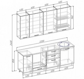 Кухонный гарнитур Антрацит 2200 (Стол. 38мм) в Североуральске - severouralsk.mebel24.online | фото 3