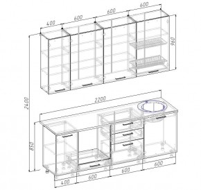 Кухонный гарнитур Графика 2200 (Стол. 26мм) в Североуральске - severouralsk.mebel24.online | фото 2