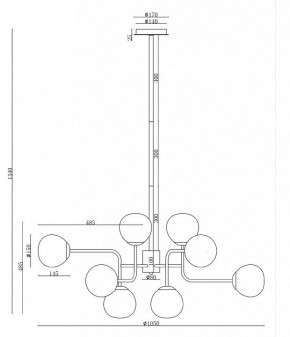 Люстра на штанге Maytoni Erich MOD221-PL-12-G в Североуральске - severouralsk.mebel24.online | фото 3