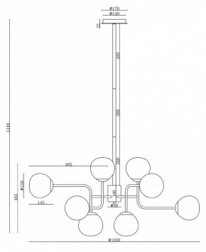 Люстра на штанге Maytoni Erich MOD221-PL-12-N в Североуральске - severouralsk.mebel24.online | фото 3