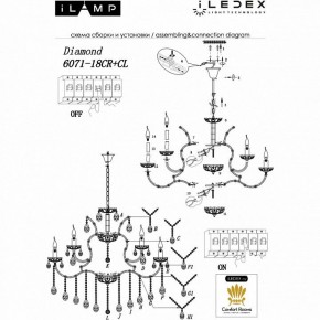 Подвесная люстра iLamp Diamond 6071-18 CR+CL в Североуральске - severouralsk.mebel24.online | фото 2