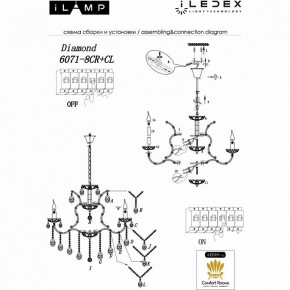 Подвесная люстра iLamp Diamond 6071-8 CR+CL в Североуральске - severouralsk.mebel24.online | фото 2