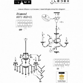 Подвесная люстра iLamp Diamond 6071-8 GD+CL в Североуральске - severouralsk.mebel24.online | фото 2