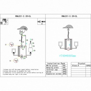 Подвесная люстра iLamp King RM6201-5 CR+CL в Североуральске - severouralsk.mebel24.online | фото 2