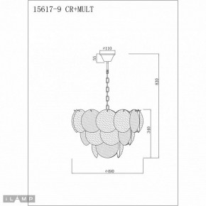 Подвесная люстра iLamp Rivoli 15617-9 CR+MULT в Североуральске - severouralsk.mebel24.online | фото 3