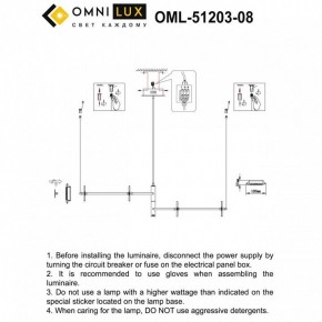 Подвесная люстра Omnilux Indovero OML-51203-08 в Североуральске - severouralsk.mebel24.online | фото 3