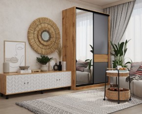 Шкаф-купе SLIM 2-х дверный BS15-6.ZD с зеркалом (дуб вотан/белый/темно-серый/черный муар) в Североуральске - severouralsk.mebel24.online | фото 3