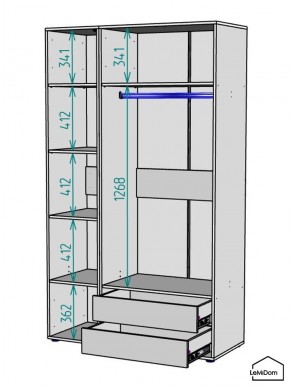 Шкаф Linnea MHR-3PO-2 2050х1200х510 (Белый-М 11.1.2) в Североуральске - severouralsk.mebel24.online | фото 3