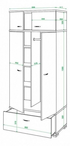 Шкаф платяной Домино КС-20 в Североуральске - severouralsk.mebel24.online | фото 3