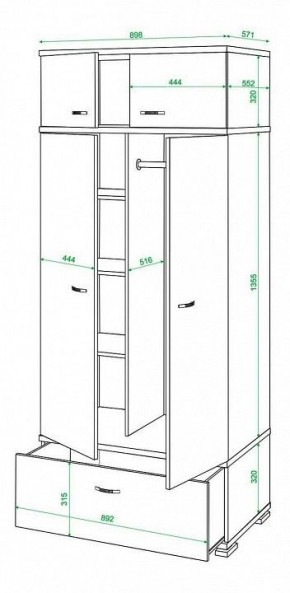 Шкаф платяной Домино КС-20 в Североуральске - severouralsk.mebel24.online | фото 3
