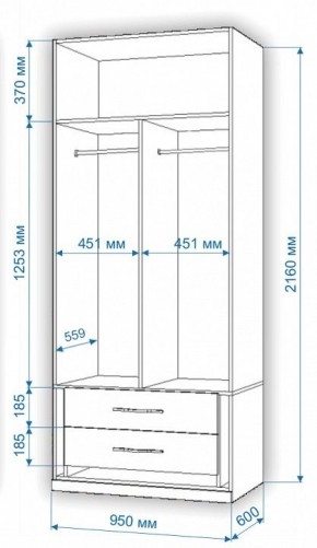 Шкаф платяной Нобиле Пл-95/60 в Североуральске - severouralsk.mebel24.online | фото 2