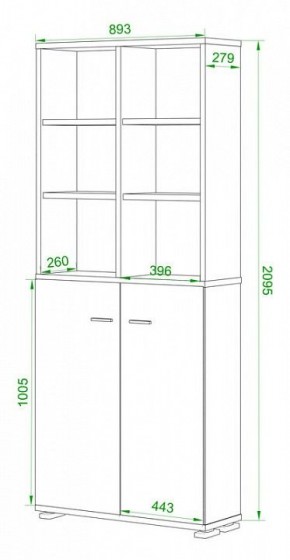 Стеллаж комбинированный Домино Лайт ПУ-30-4 в Североуральске - severouralsk.mebel24.online | фото 2