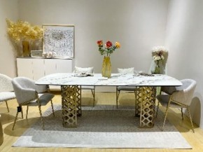 Стол CHIAVARI 220 KL-188 Контрастный мрамор матовый, итальянская керамика / Шампань, ®DISAUR в Североуральске - severouralsk.mebel24.online | фото 2