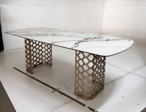 Стол CHIAVARI 220 KL-188 Контрастный мрамор матовый, итальянская керамика / Шампань, ®DISAUR в Североуральске - severouralsk.mebel24.online | фото 6