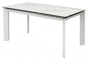 Стол CREMONA 140 HIGH GLOSS STATUARIO Белый мрамор глянцевый, керамика/ белый каркас, ®DISAUR в Североуральске - severouralsk.mebel24.online | фото 1