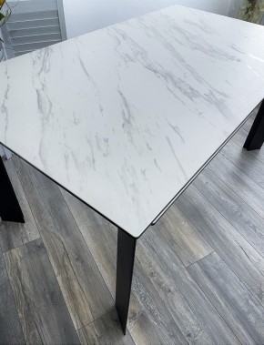 Стол CREMONA 140 KL-99 Белый мрамор матовый, итальянская керамика / черный каркас, ®DISAUR в Североуральске - severouralsk.mebel24.online | фото 3