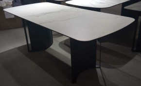 Стол RASMUS 160 TL-45 Белый мрамор, испанская керамика / черный каркас, ®DISAUR в Североуральске - severouralsk.mebel24.online | фото 2