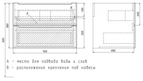 Тумба под раковину Uperwood Tanos 70 см, подвесная, белая/графит в Североуральске - severouralsk.mebel24.online | фото 7
