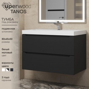 Тумба под раковину Uperwood Tanos 80 см, подвесная, черная матовая в Североуральске - severouralsk.mebel24.online | фото 3