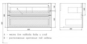 Тумба под раковину Uperwood Tanos 90 см, подвесная, белая/графит в Североуральске - severouralsk.mebel24.online | фото 7